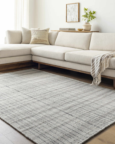 Nissa Blue Gray Checkered Wool Rug