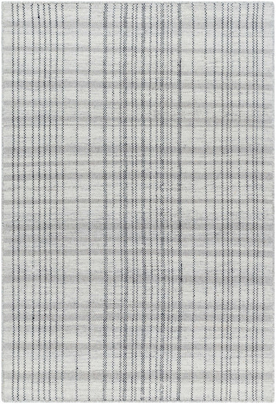 Nissa Blue Gray Checkered Wool Rug