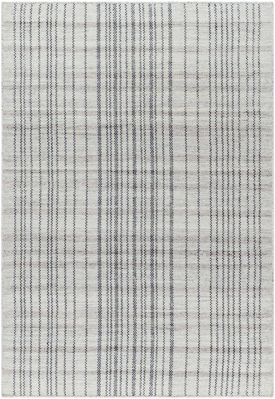 Nissa Gray Blue Checkered Wool Rug