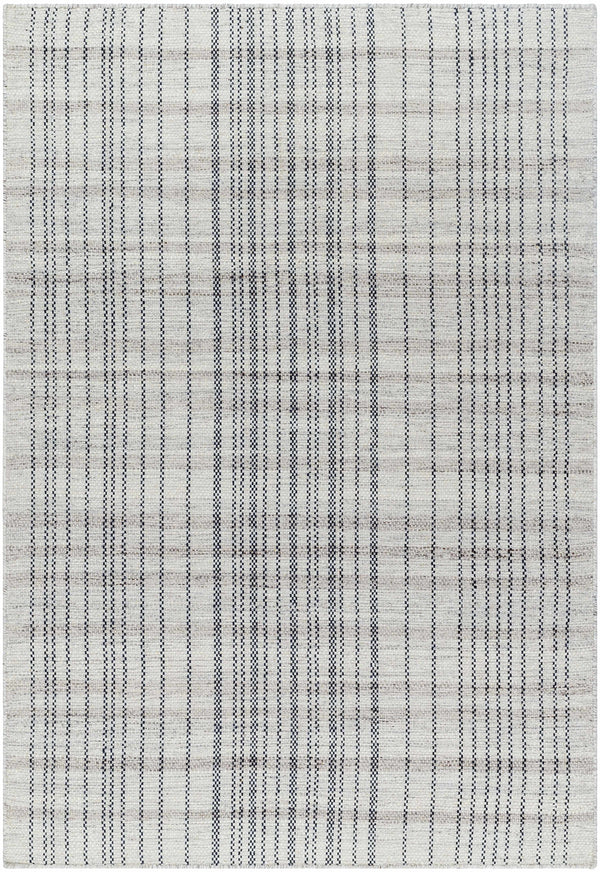 Nissa Gray Blue Checkered Wool Rug