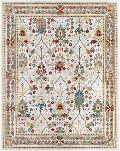 Neola White/Brown Damask Area Rug