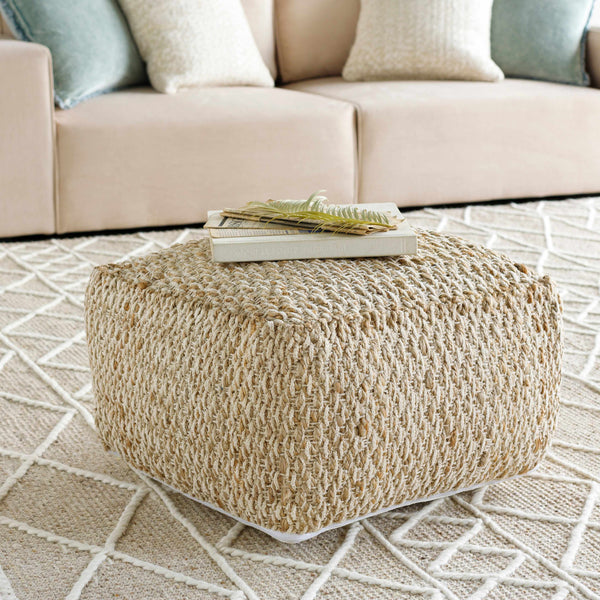 Netcong Tan Jute Pouf