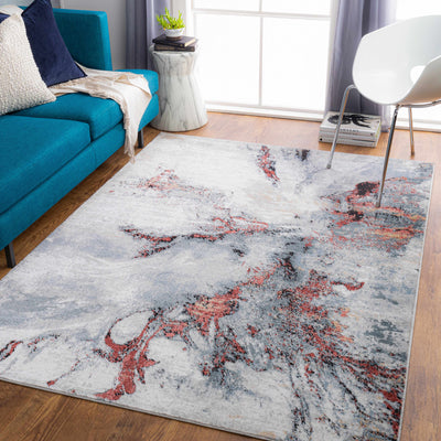 Kirkland Silver-Red Marble Rug