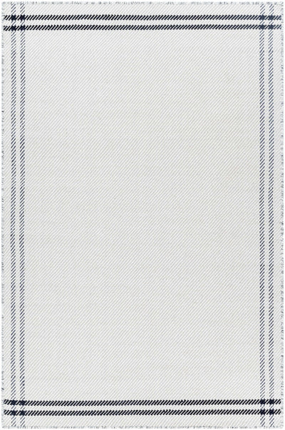 Nimue Cream & Blue Bordered Wool Rug