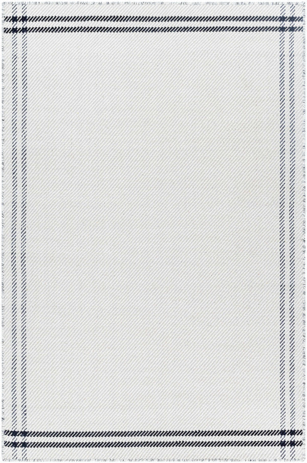 Nimue Cream & Blue Bordered Wool Rug