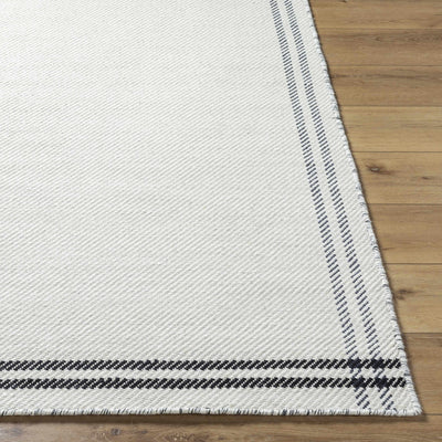 Nimue Cream & Blue Bordered Wool Rug