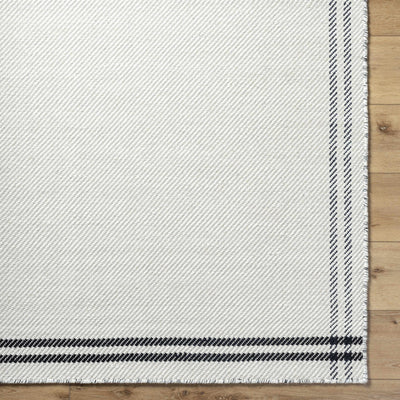 Nimue Cream & Blue Bordered Wool Rug