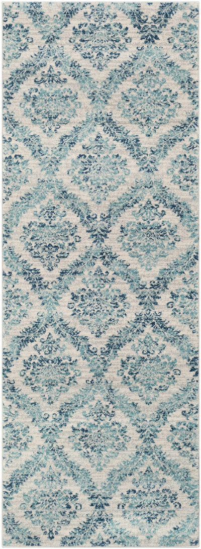 Oaklyn Teal Floral Diamonds Rug