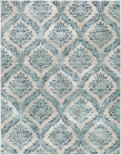 Oaklyn Teal Floral Diamonds Rug