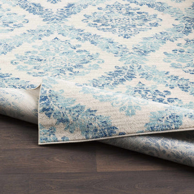 Oaklyn Teal Floral Diamonds Rug