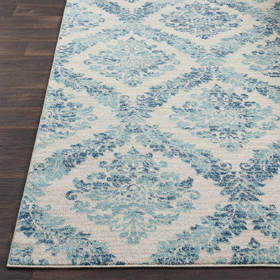 Oaklyn Teal Floral Diamonds Rug