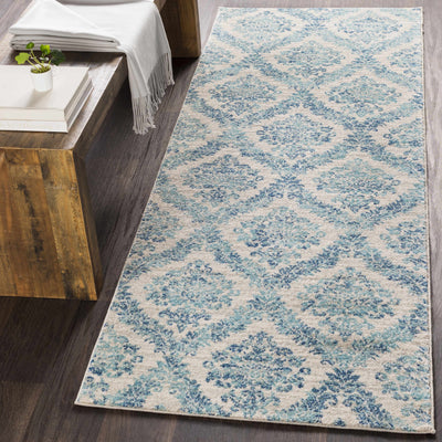 Oaklyn Teal Floral Diamonds Rug