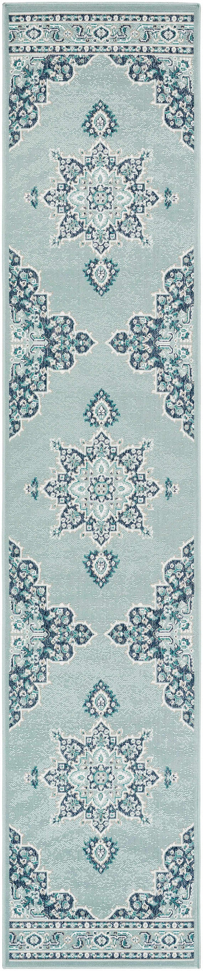 Orla Pale Blue Medallion Area Rug - Clearance