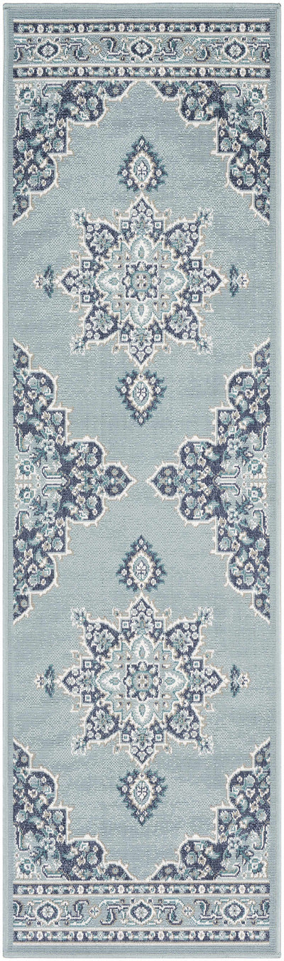 Orla Pale Blue Medallion Area Rug - Clearance