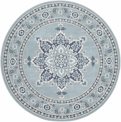 Orla Pale Blue Medallion Area Rug - Clearance