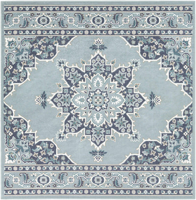 Orla Pale Blue Medallion Area Rug - Clearance