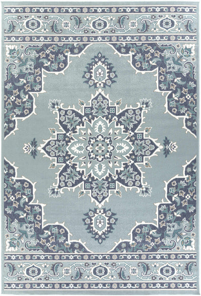 Orla Pale Blue Medallion Area Rug - Clearance