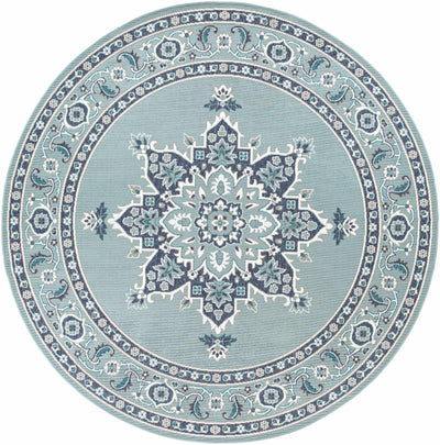 Orla Pale Blue Medallion Area Rug - Clearance