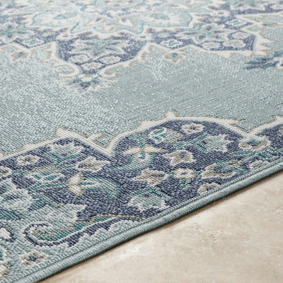 Orla Pale Blue Medallion Area Rug - Clearance