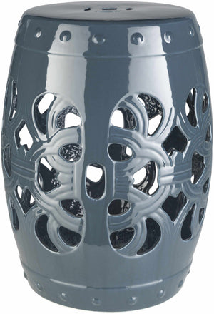 Teal Blue Lattice Ceramic Stool