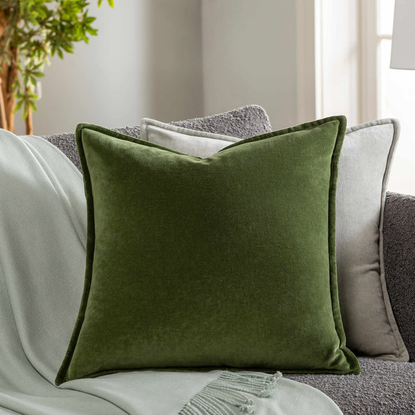 Oshtemo Green Velvet Throw Pillow