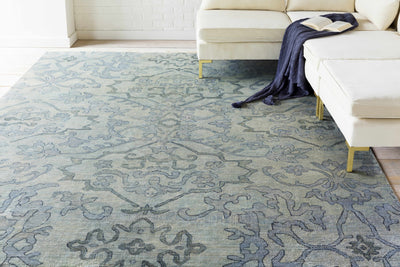 Osteen Blue&Sage Green Premium Wool Rug