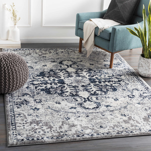 Buckingham Charcoal Medallion Rug - Clearance