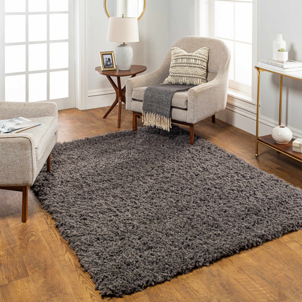 Siari Solid Charcoal Shag Rug - Clearance