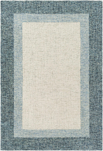 Padada Green Bordered Cream Wool Rug