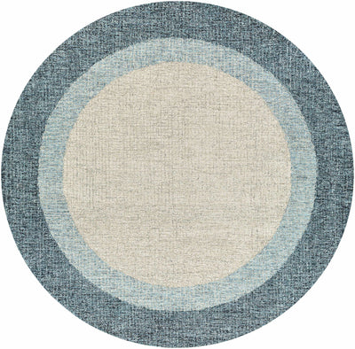 Padada Green Bordered Cream Wool Rug