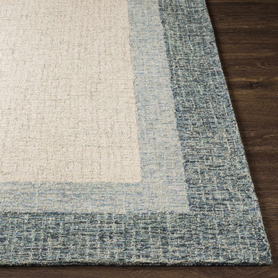 Padada Green Bordered Cream Wool Rug