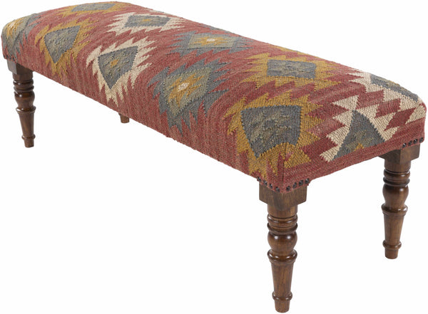 Yunak Rustic Geometric Tapestry Bench