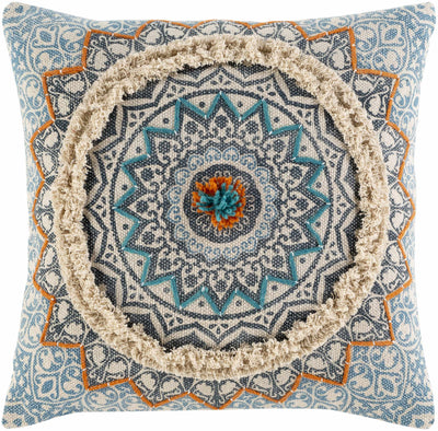 Pajo Blue Mandala Fringe Throw Pillow