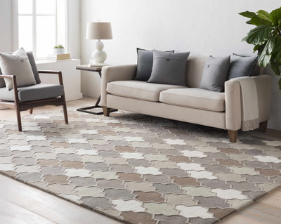 Paron Brown Gray Trellis Wool Carpet