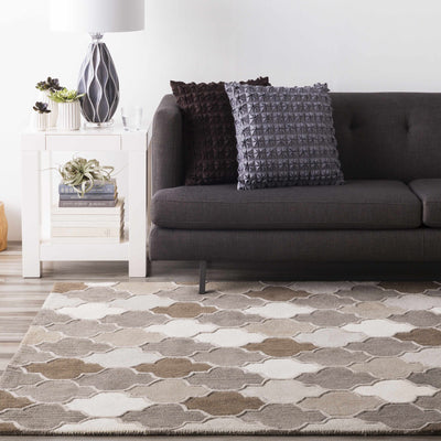 Paron Brown Gray Trellis Wool Carpet