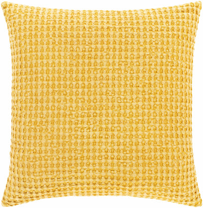 Paulding Textured Yellow Cotton Square Throw Pillow