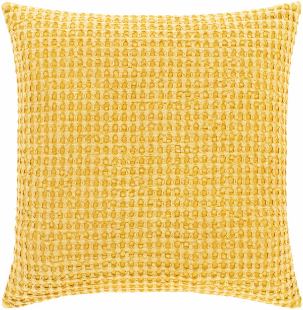 Paulding Textured Yellow Cotton Square Throw Pillow