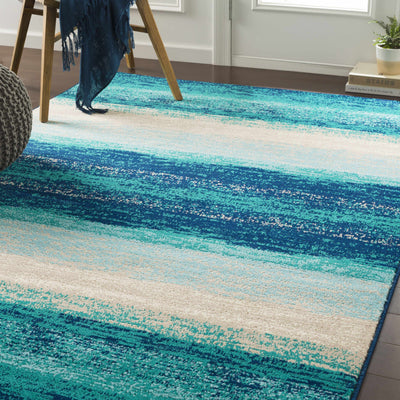 Peosta Blue Striped Area Rug