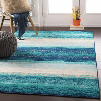 Peosta Blue Striped Area Rug