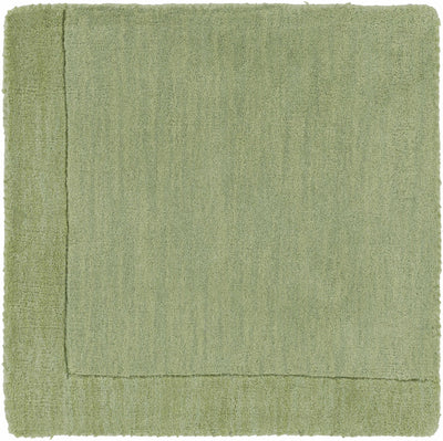 Bordered Solid Green Wool Rug