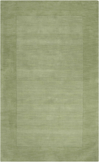 Bordered Solid Green Wool Rug