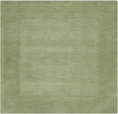 Bordered Solid Green Wool Rug