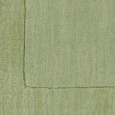 Bordered Solid Green Wool Rug