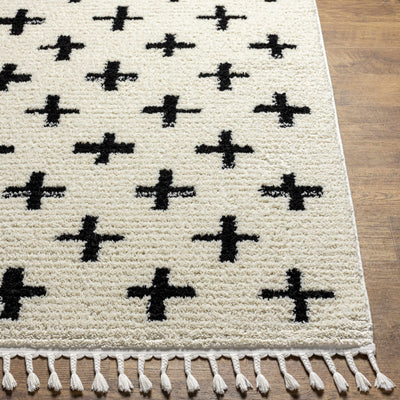 Anda Black on White Moroccan Plush Rug