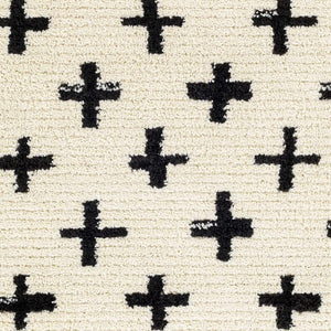 Anda Black on White Moroccan Plush Rug