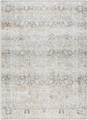 Rainier Damask Light Brown Washable Rug - ourpnwhome x Livabliss