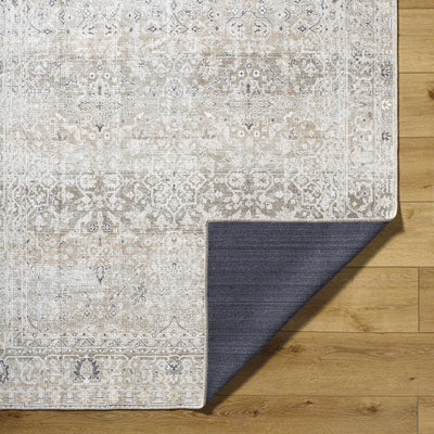 Rainier Damask Light Brown Washable Rug - ourpnwhome x Livabliss