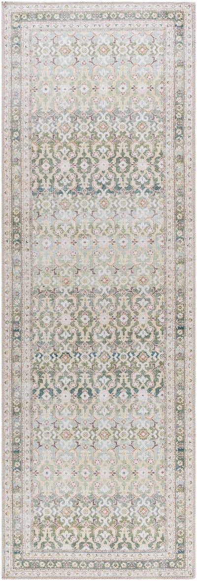 Rainier Damask Green Washable Rug - ourpnwhome x Livabliss