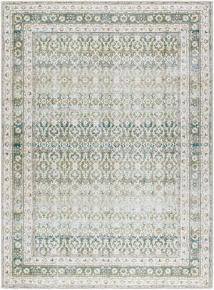 Rainier Damask Green Washable Rug - ourpnwhome x Livabliss