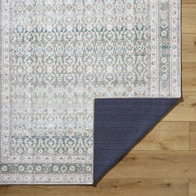 Rainier Damask Green Washable Rug - ourpnwhome x Livabliss